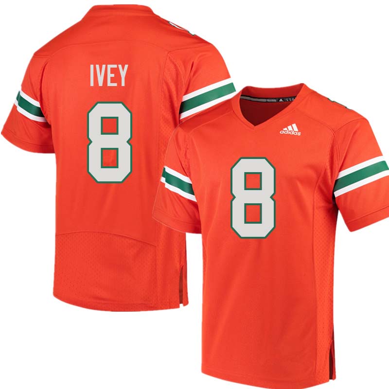 Adidas Miami Hurricanes #8 DJ Ivey College Football Jerseys Sale-Orange - Click Image to Close